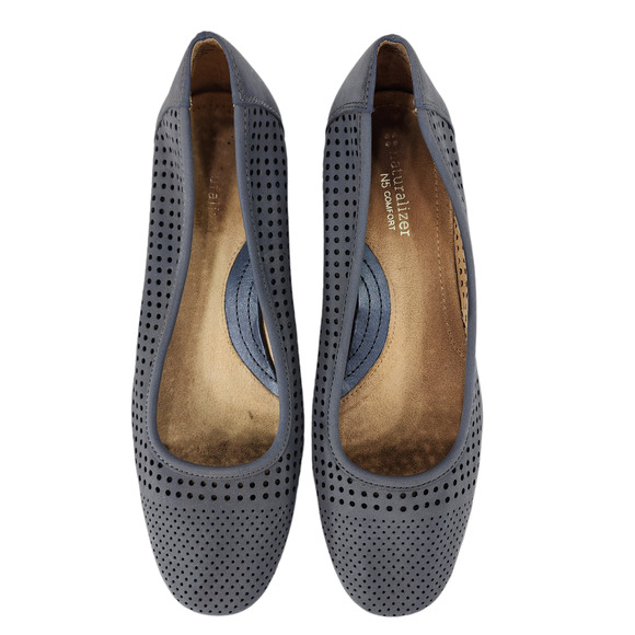 Naturalizer Becky Wedge Heels 9.5 Women Gray White N5 Comfort Shoe Perforated - Picture 6 of 13